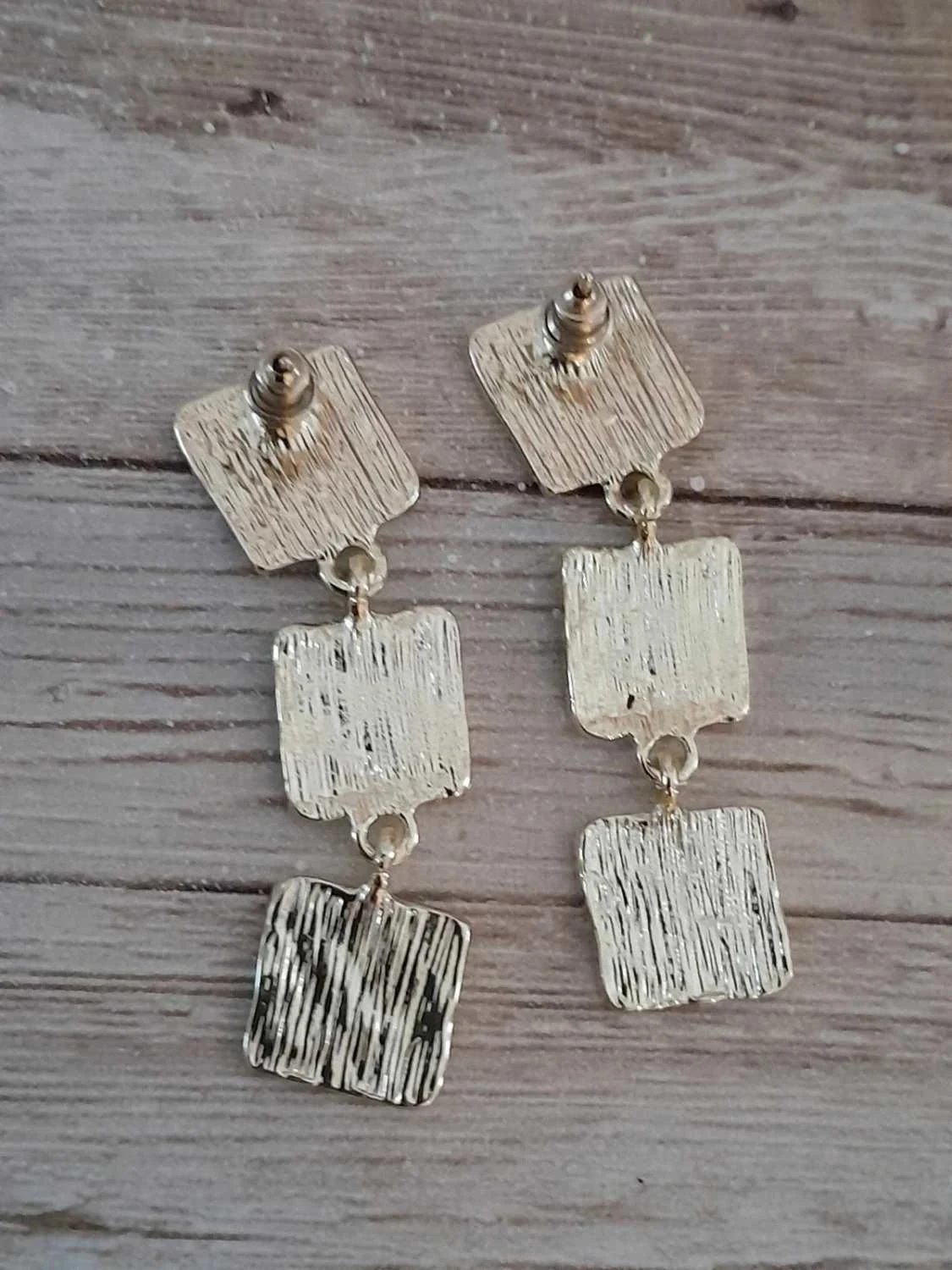 Pendientes de moda, forma geométrica, marrón/dorados – photo 3